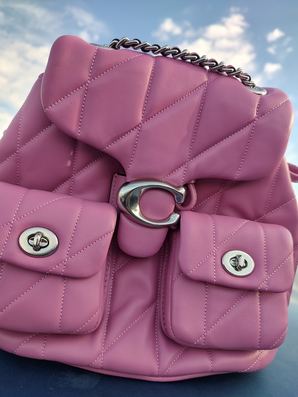 Coach Tabby Quilted Pink Leather Shoulder Backpack